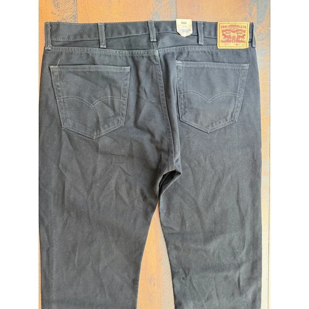 Levi's 505 Jeans Mens 40x32 Black Regular Fit Straight Leg Denim Zip Fly Cotton‎